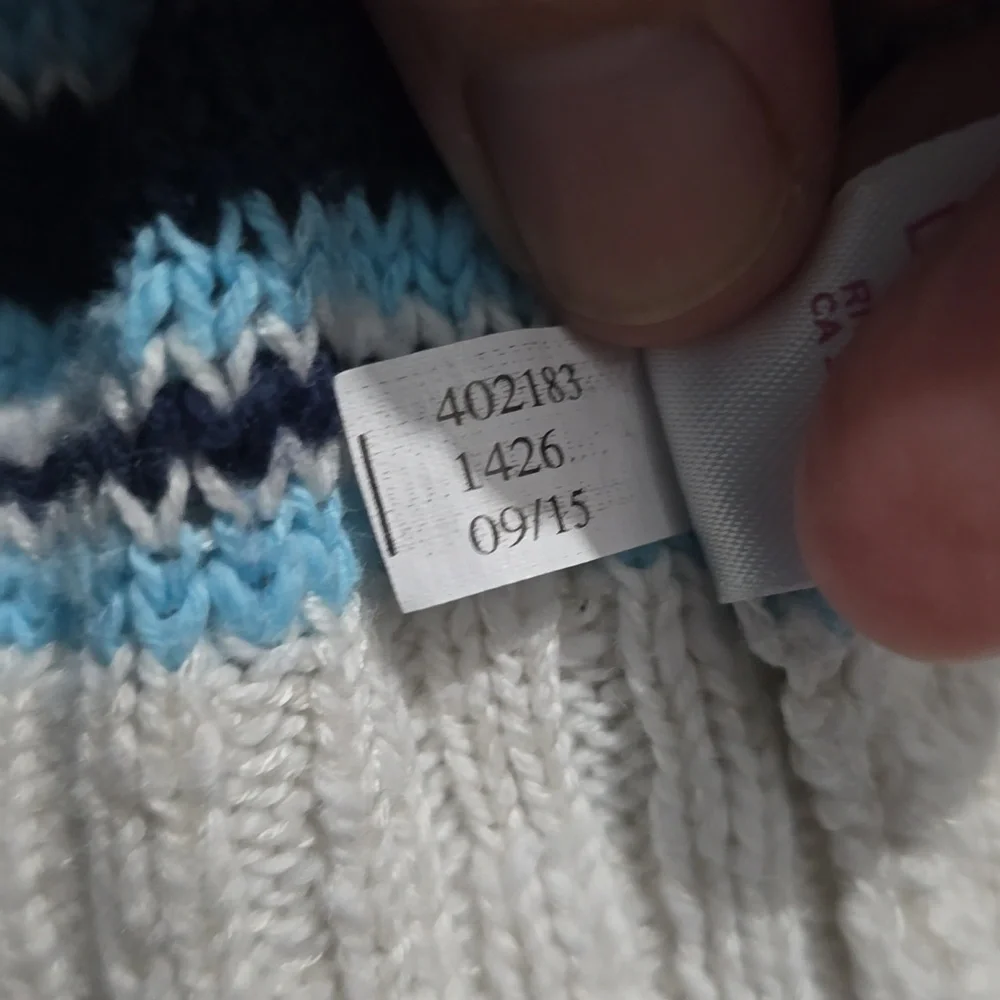 Justice Blue and White Crocheted‎ Style Long Sweater Size 10